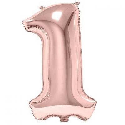 Ballon geant fete anniversaire chiffre 1 en rose gold