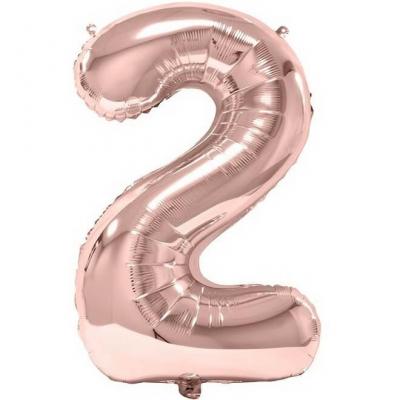 Ballon géant 86cm chiffre 2 rose gold pour fête anniversaire (x1) REF/BA3012