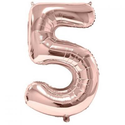 Ballon géant 86cm chiffre 5 rose gold pour fête anniversaire (x1) REF/BA3012