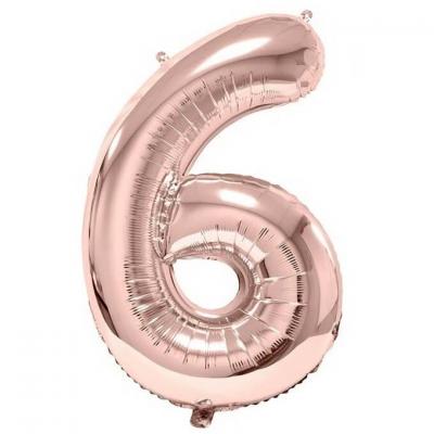 Ballon géant 86cm chiffre 6 rose gold pour fête anniversaire (x1) REF/BA3012