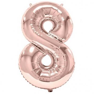 Ballon géant 86cm chiffre 8 rose gold pour fête anniversaire (x1) REF/BA3012