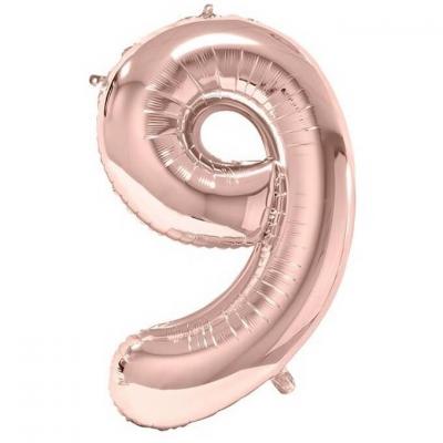 Ballon géant 86cm chiffre 9 rose gold pour fête anniversaire (x1) REF/BA3012