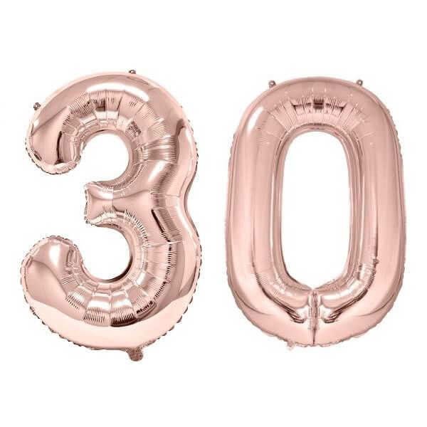 Grands ballons 30 ans avec petits ballons rose