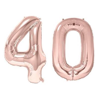 1 Pack de 2 Ballons 86cm chiffre 40 en rose gold pour fête anniversaire.