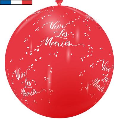 Ballon français mariage rouge et blanc 1m en latex (x1) REF/11975