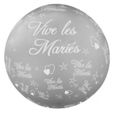 Ballon géant mariage: Vive les mariés, 1.16m: Argent (x1) REF/BALGM02