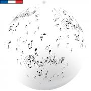 Ballon géant français musique blanc en latex 1m (x1) REF/15195