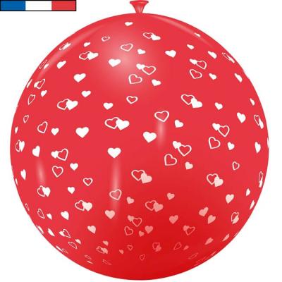 Ballon français géant en latex rouge avec coeurs 1m (x1) REF/9279
