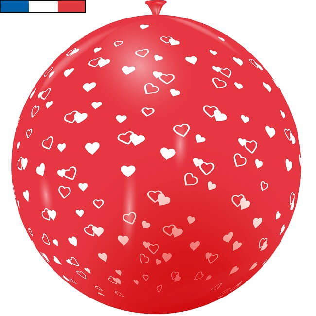 Ballon geant rouge mariage coeur en latex de fabrication francaise