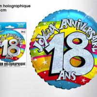 Ballon holographique anniversaire 18ans