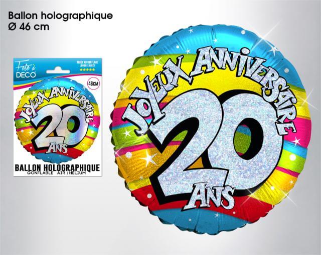Ballon holographique anniversaire 20ans