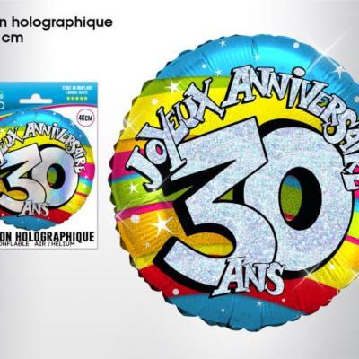 Ballon aluminium anniversaire 30 ans multicolore