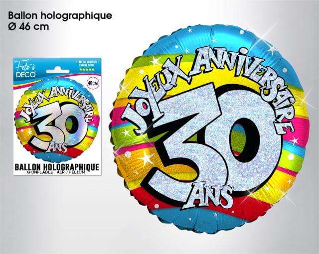 Ballon holographique anniversaire 30ans