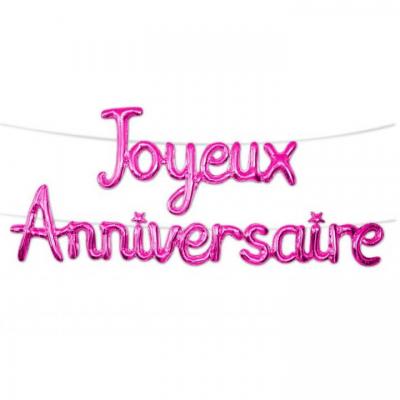 Ballon métallique anniversaire fuchsia (x1) REF/BALM00JAF