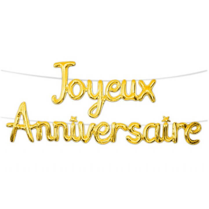 Ballon en aluminium Joyeux Anniversaire Or