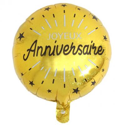 Ballon joyeux anniversaire or métallique en aluminium 35cm (x1) REF/6650