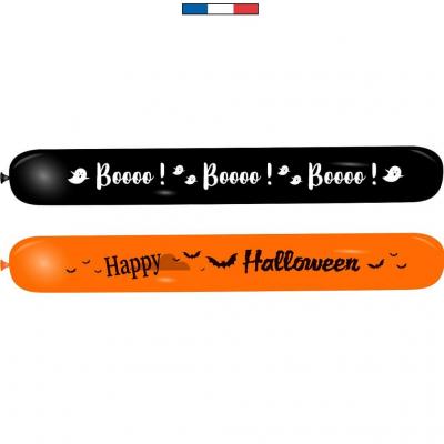 Ballon latex bannière orange et noir pour la fête d'Halloween (x3) REF/11906 Fabriqué en France