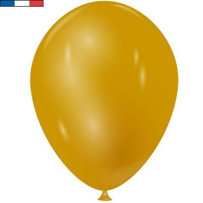 Ballon latex naturel opaque français 30cm or métallique (x50) REF/30563