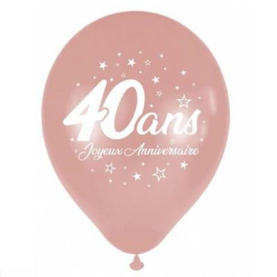 Ballon 40 ans rose gold métallique en latex de 30 cm (x6) REF/BAL00RG04