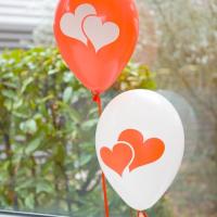 Ballon latex mariage coeur blanc et rouge