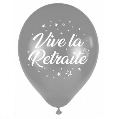 Ballon vive la retraite argent métallique en latex de 30 cm (x6) REF/BAL00A09