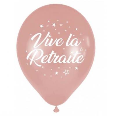 Ballon vive la retraite rose gold métallique en latex de 30 cm (x6) REF/BAL00RG09