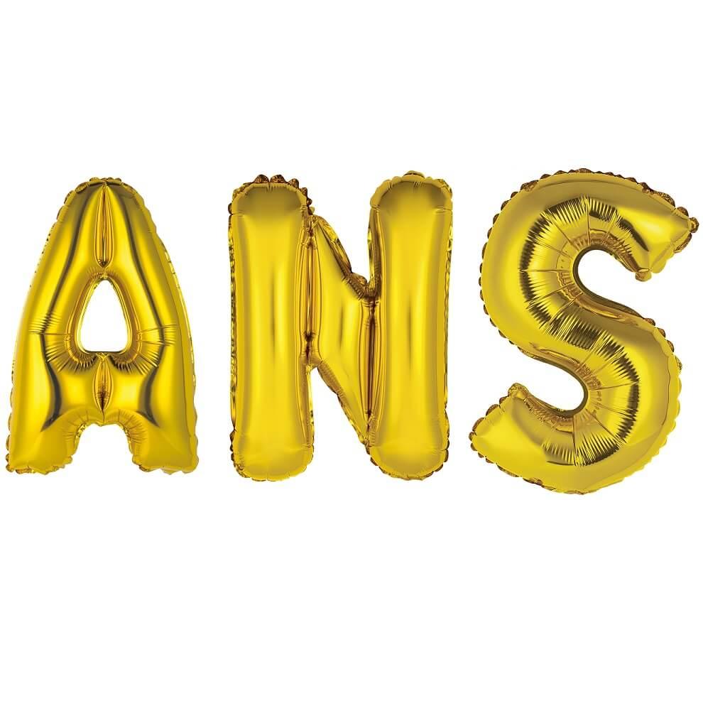 Ballon lettre aluminium anniversaire dore or metallique lettre ans