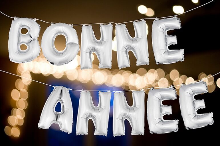 Ballon lettre argent bonne annee