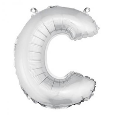 Ballon lettre c metallique argent