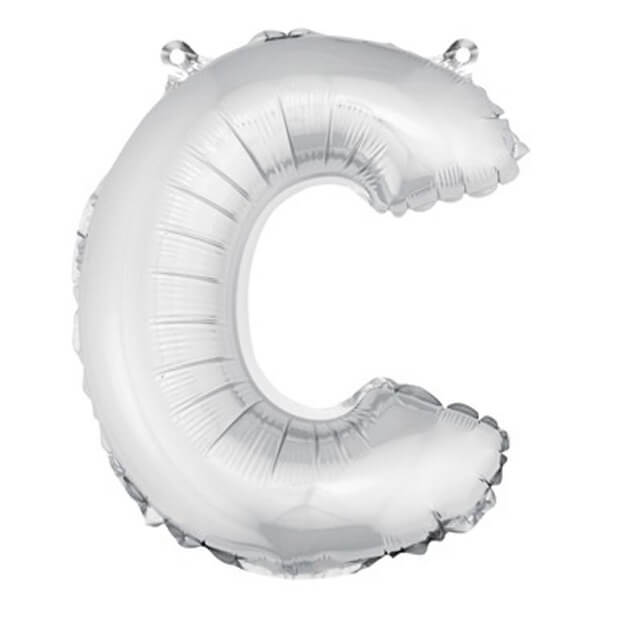 Ballon lettre c metallique argent