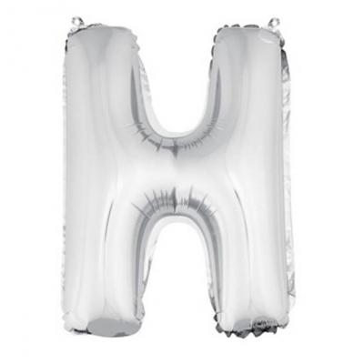 Ballon lettre h metallique argent
