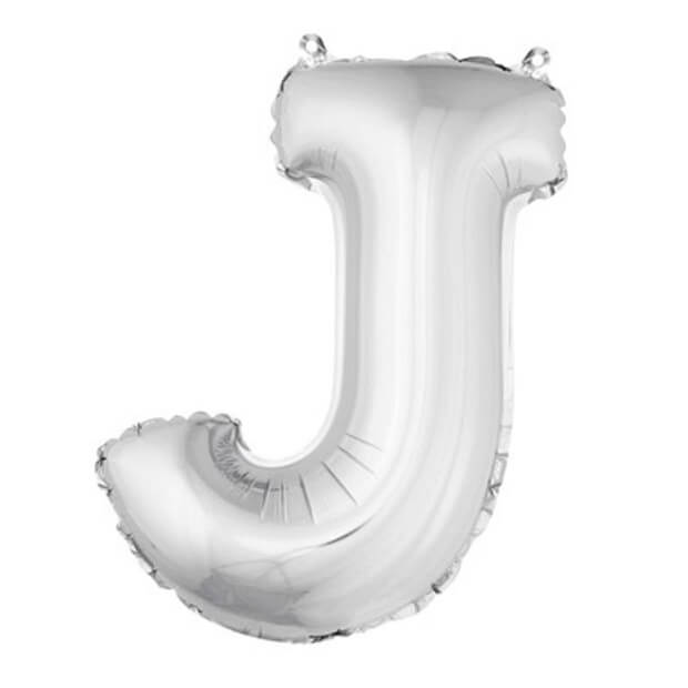 Ballon lettre j metallique argent