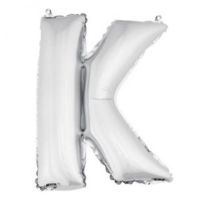 Ballon lettre k metallique argent
