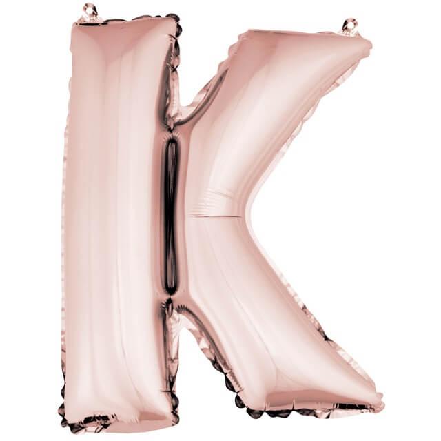 Ballon lettre k rose gold en aluminium 36cm