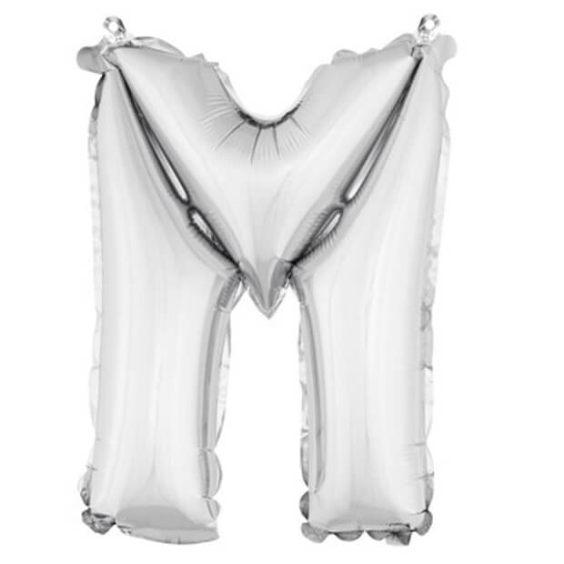 Ballon lettre m metallique argent