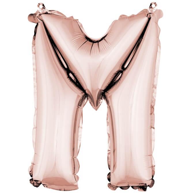 Ballon lettre m rose gold en aluminium 36cm