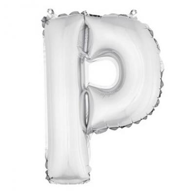 Ballon métallique argent, lettre P (x1) REF/BA3005