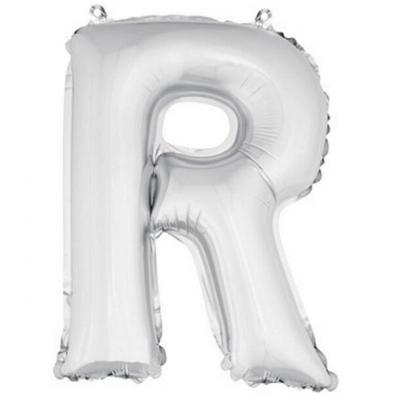 Ballon lettre r metallique argent