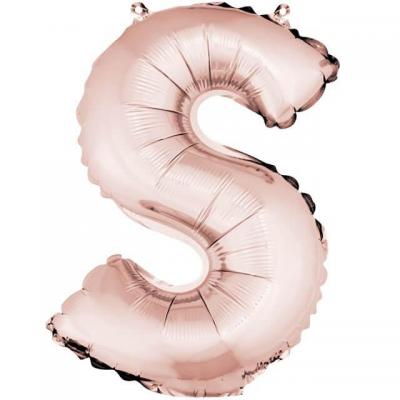 Ballon lettre S rose gold en aluminium de 36cm (x1) REF/BA3005