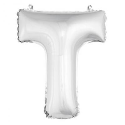 Ballon lettre t metallique argent