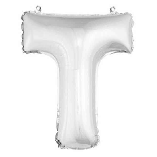 Ballon lettre t metallique argent