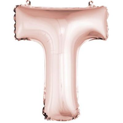 Ballon lettre t rose gold en aluminium 36cm