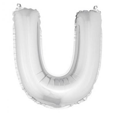 Ballon lettre u metallique argent