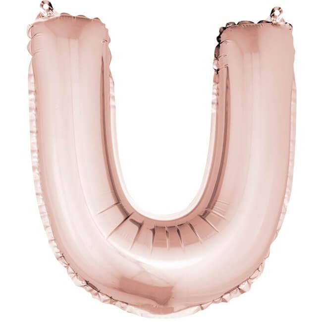 Ballon lettre u rose gold en aluminium 36cm