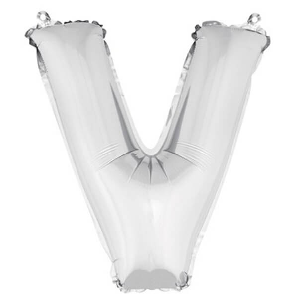 Ballon lettre v metallique argent
