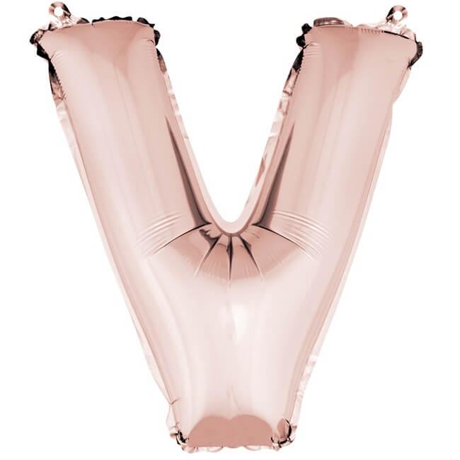 Ballon lettre v rose gold en aluminium 36cm