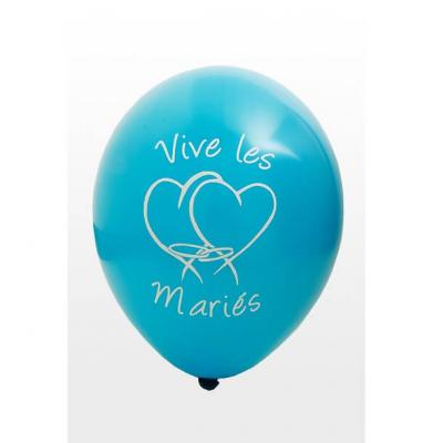 Ballon mariage vive les mariés bleu turquoise (x8) REF/BAL225