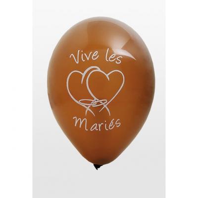 Ballon mariage vive les mariés marron (x8) REF/BAL225