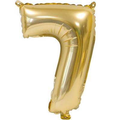 1 Ballon métallique anniversaire chiffre 7 en doré or de 36 cm REF/BALMORC07