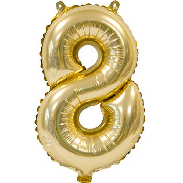 Ballon metallique anniversaire 8 ans or